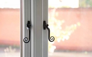 Mock timber windows with traditional handles