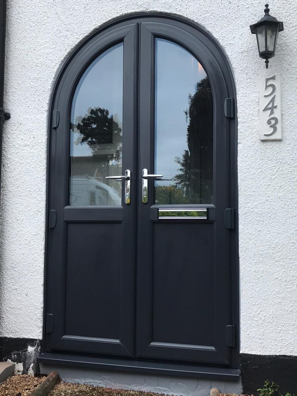 Anthracite Grey UPVC Arched French Doors